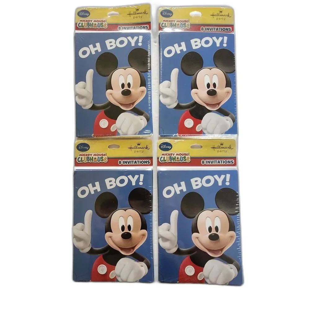 4 Packs/ 32 Total Mickey Mouse Birthday Party Invitations Hallmark Disney *NIP!*
